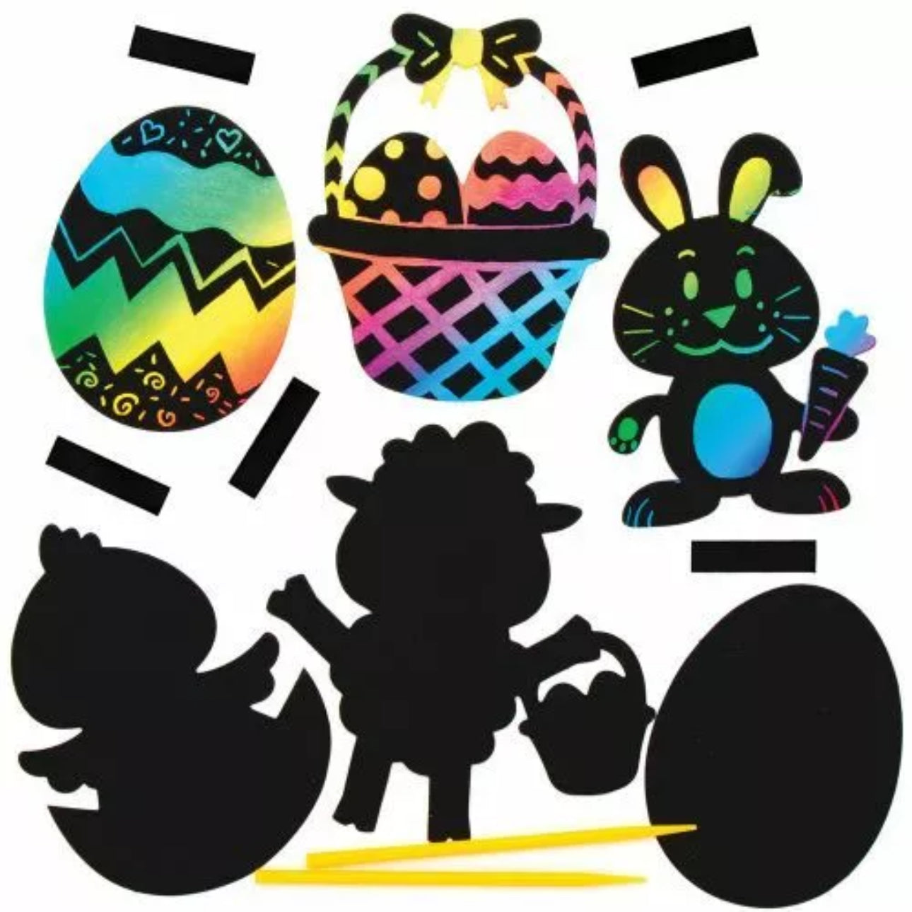 5pk Easter Scratch Art Magnets + Sticker Sheet + Washi Tape