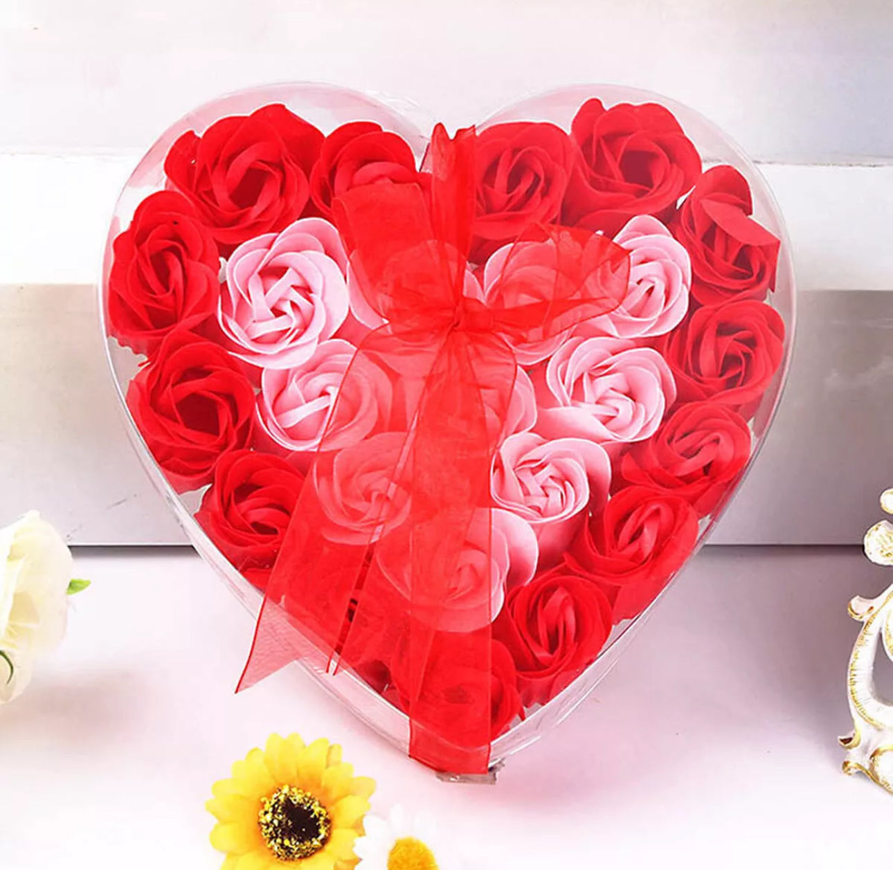 24pc Romantic Soap Flower Heart Shaped Gift Box