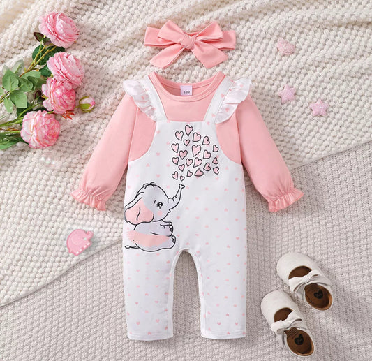 Baby Girl Romper/Dungarees/Headband