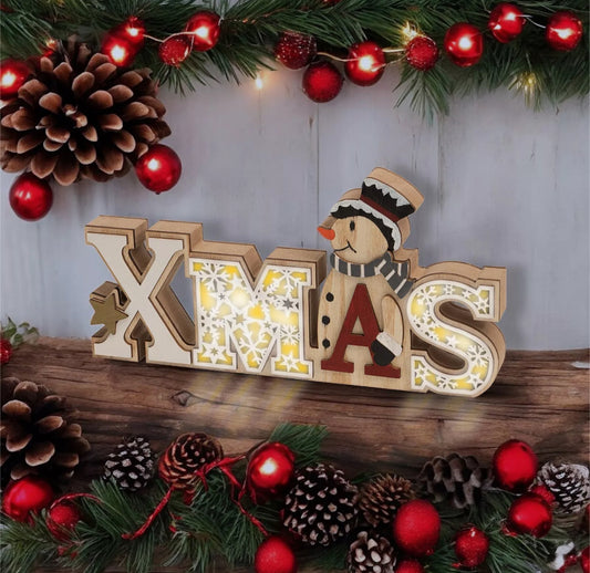 Light Up Wooden Xmas Sign