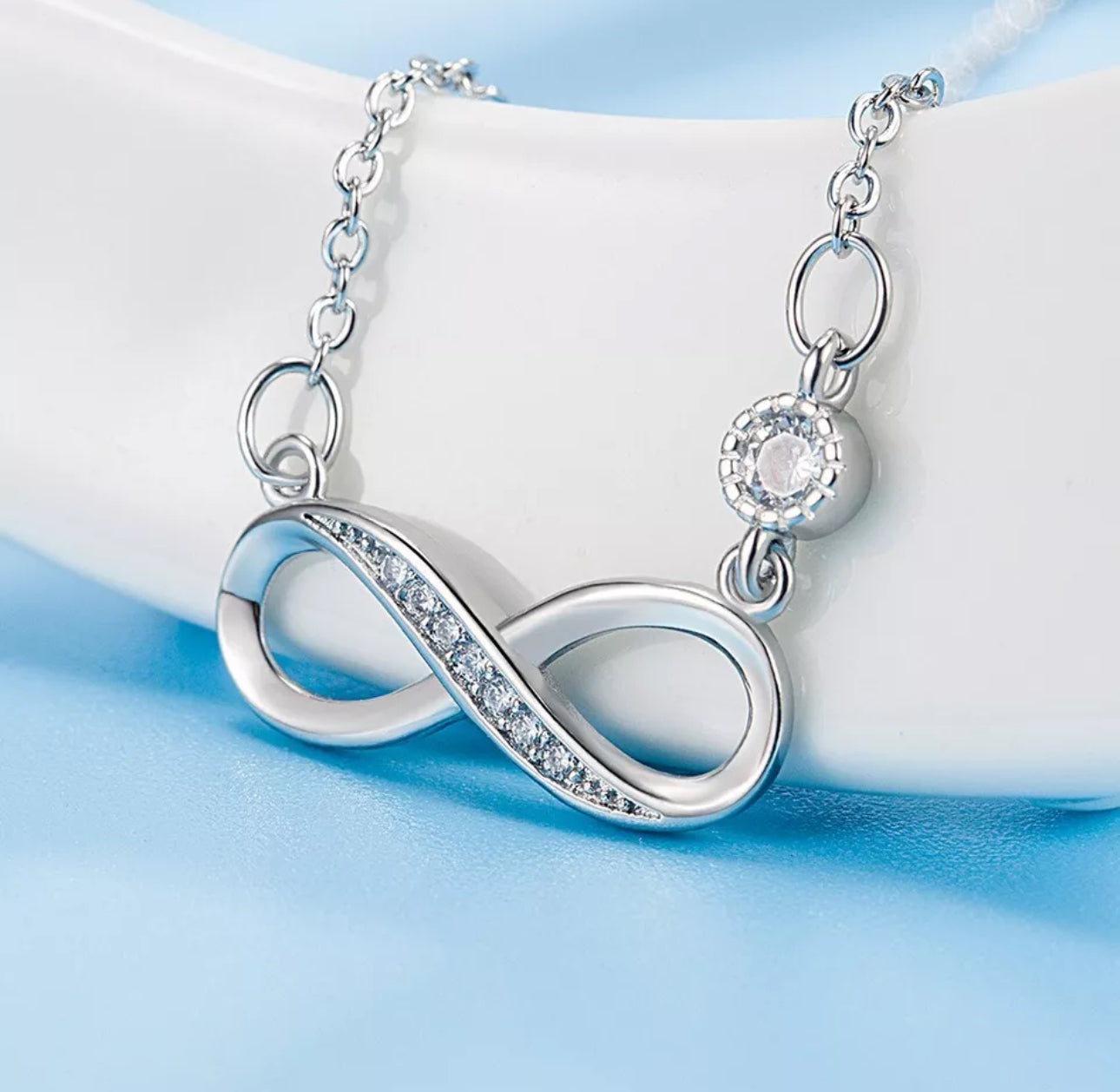 Silver Crystal Infinity Loop Pendant