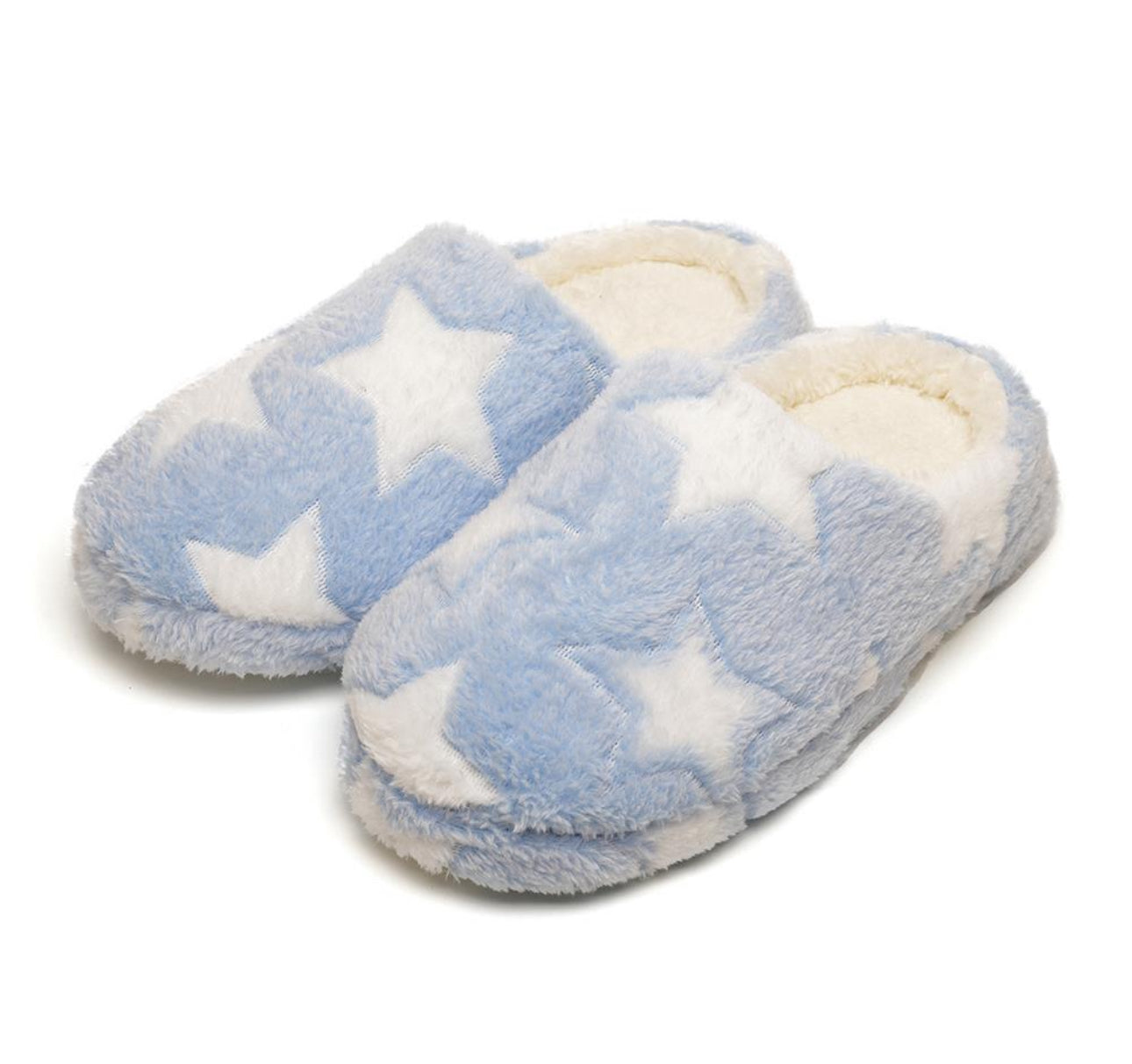 Ladies Plush Star Mule Slippers