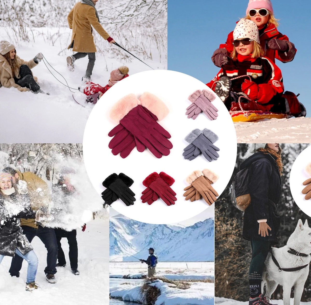 Ladies Fur Lined Winter Gloves