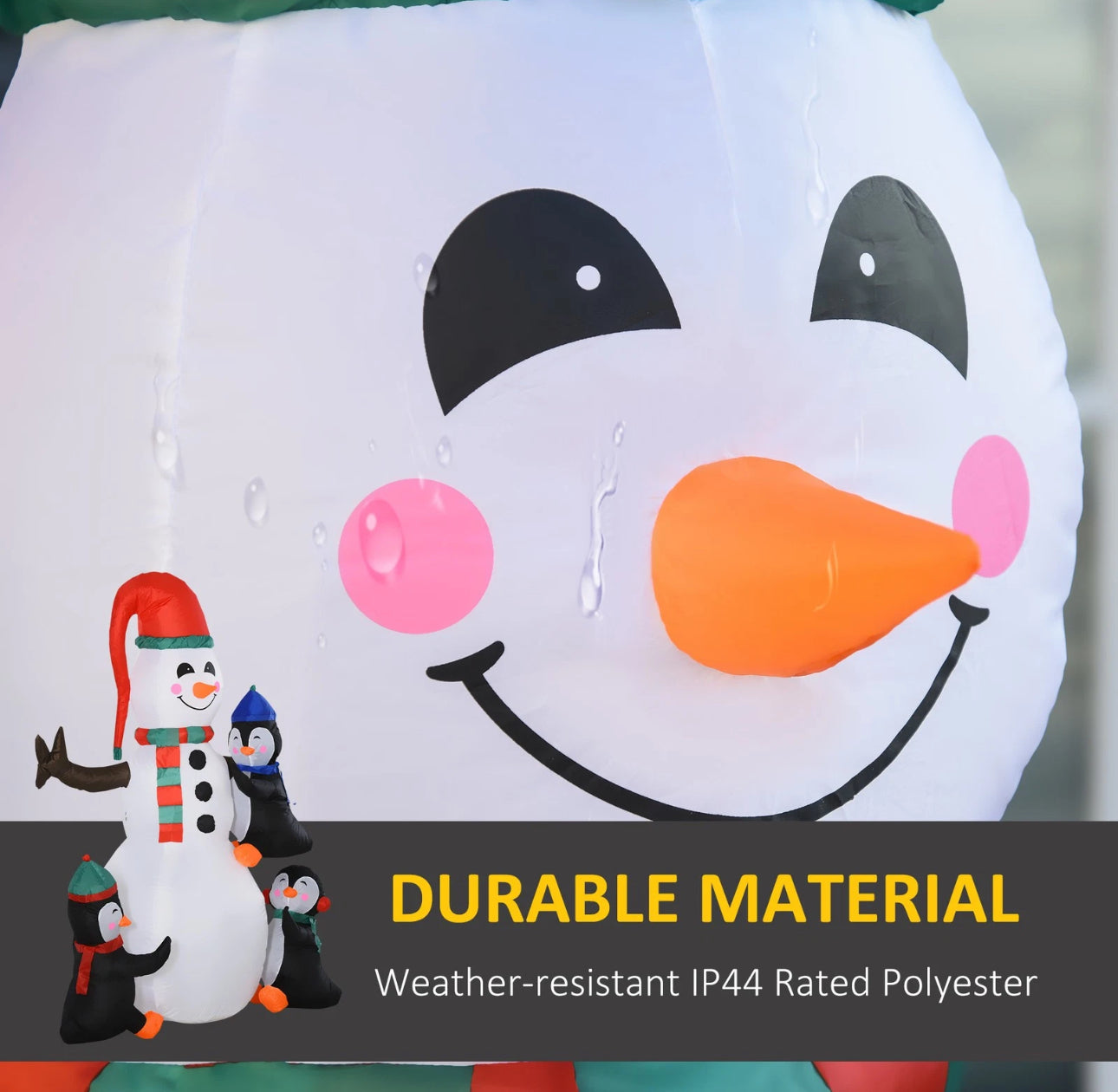 6ft Inflatable Snowman & Penguins