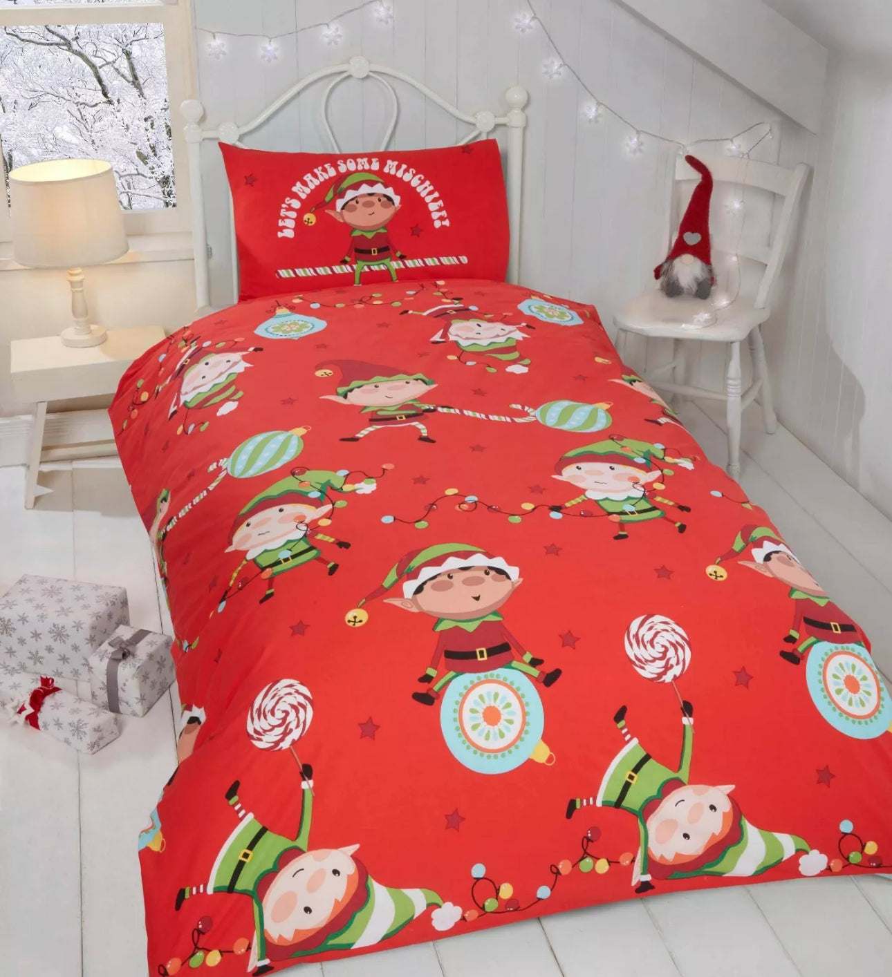 Single Naughty Elf Bedding Set
