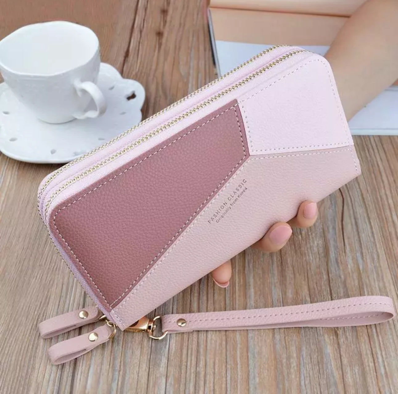 Long PU Leather Double Zip Purse