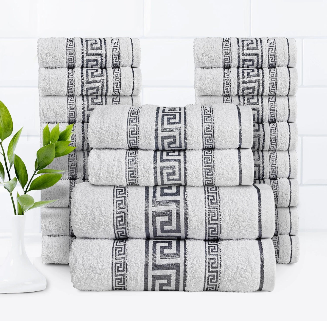 20pc Greek Key Bathroom Towel Bale