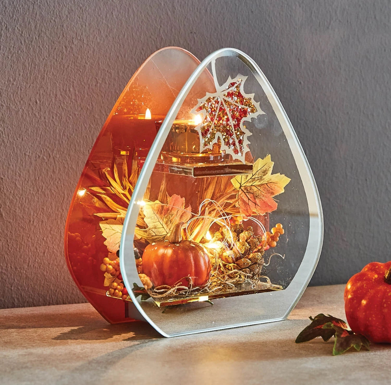 Autumnal Glass LED Candle Holder