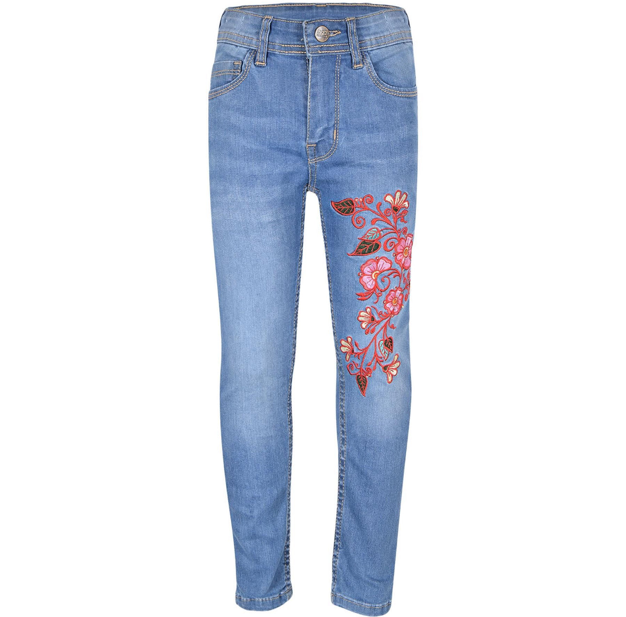 Girls Stretchy Embroidered Jeans