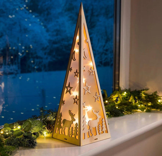 Light Up Wooden Christmas Pyramid