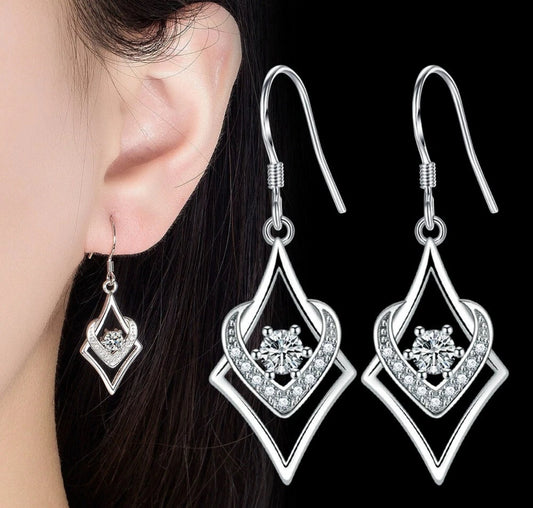 Crystal Rhombus Dangle Earrings