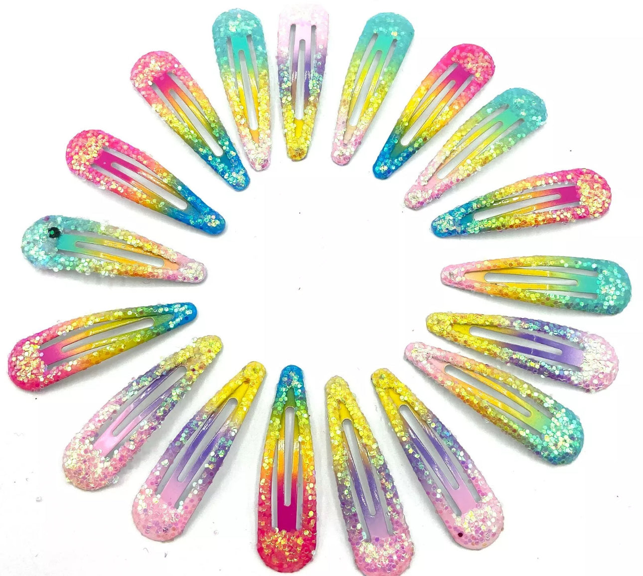 18pc Glitter Pastel Hair Slides