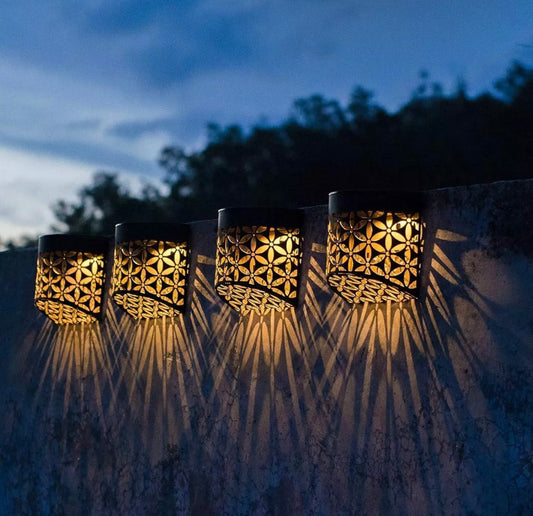 4x Solar Powered Garden Wall Lights