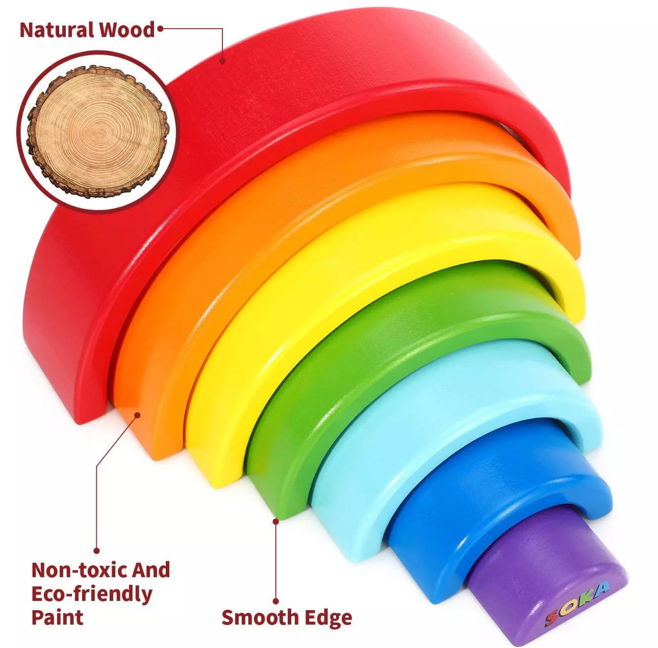 Wooden Rainbow Stacking Puzzle