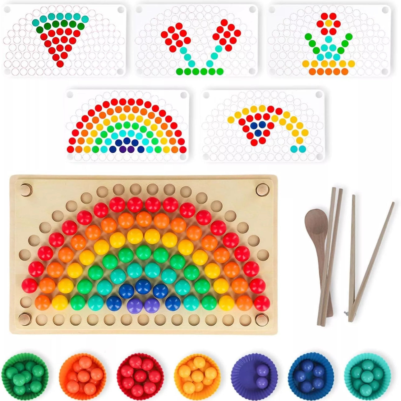 Wooden Peg Board Sorting Activity