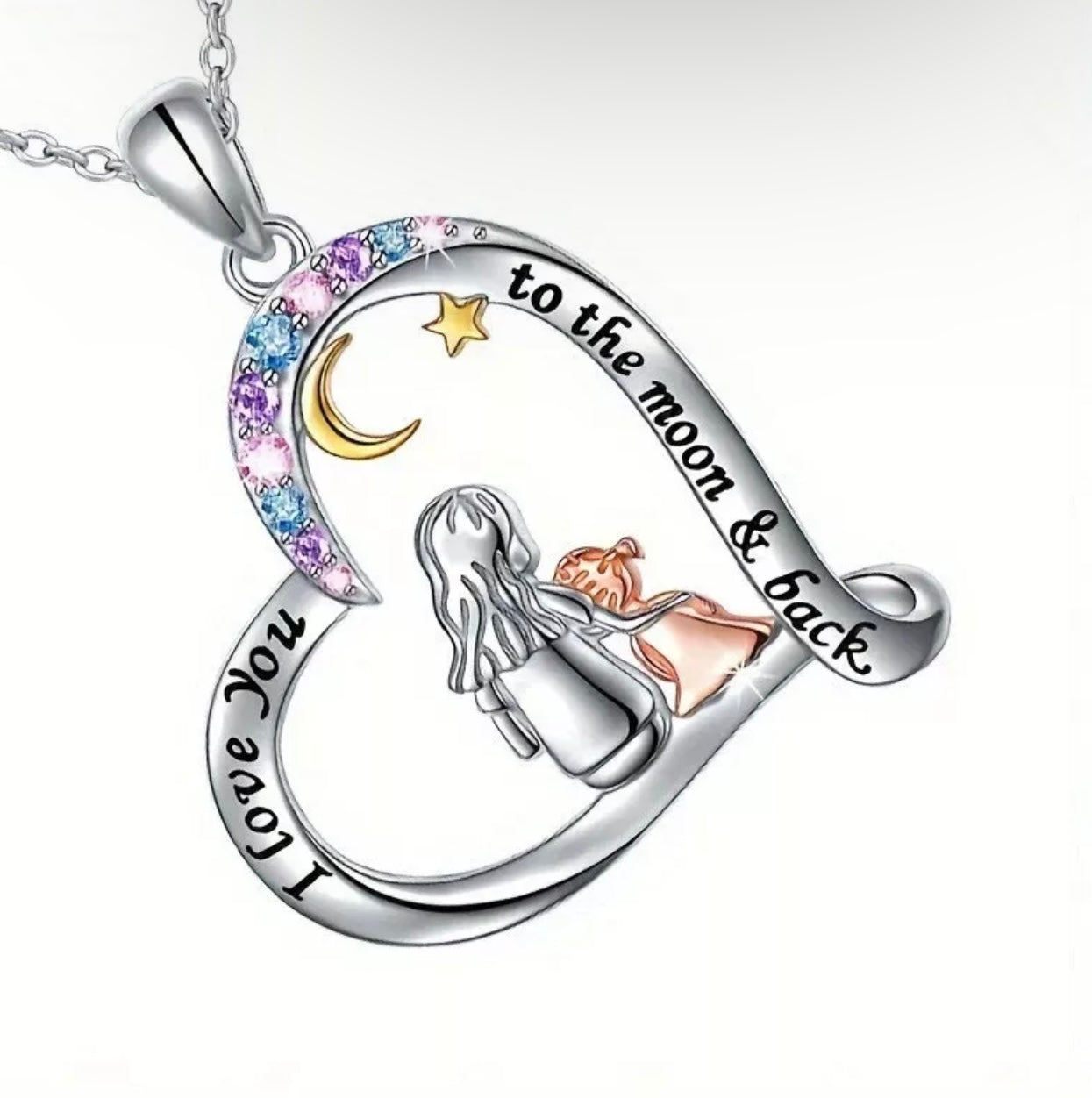 925 Silver Plated Mum Hugs Necklace