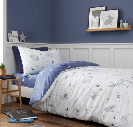 Brushed Cotton Starlight Animals Double Duvet