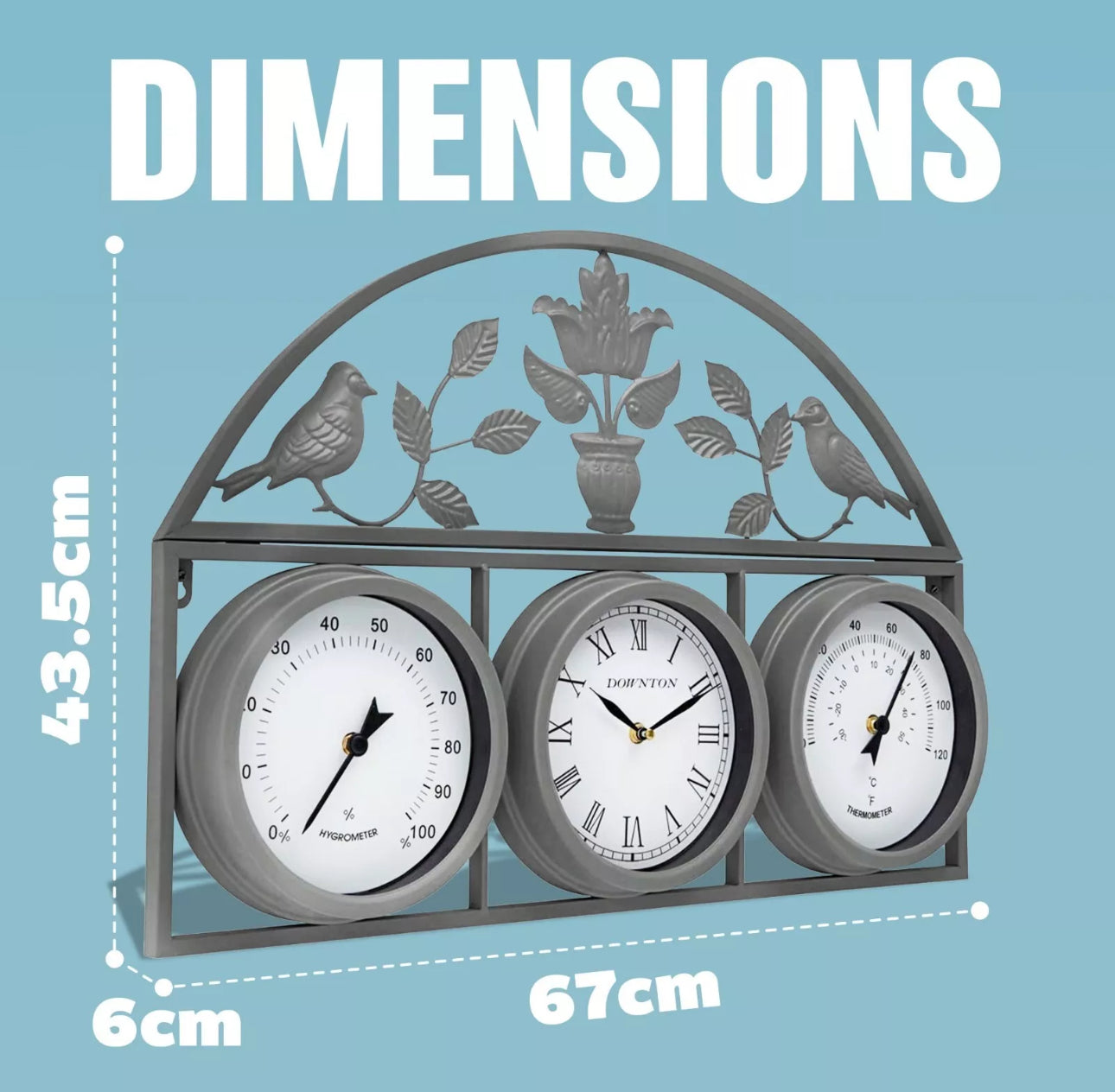 67cm Garden Wall Weather Station Clock