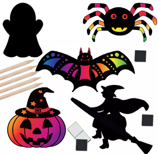 5 pack of Halloween Scratch Art Magnets
