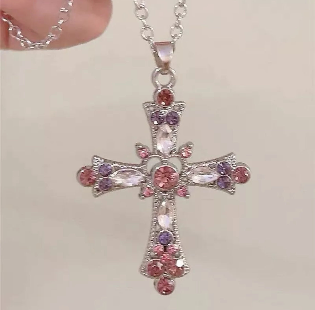 Colourful Crystals Cross Pendant