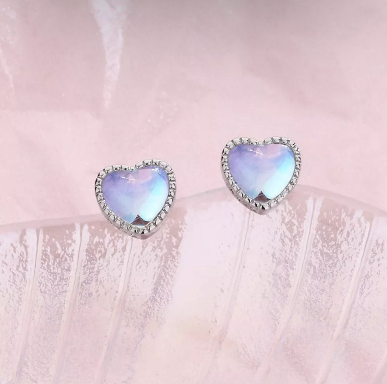 Heart Moonstone Earrings