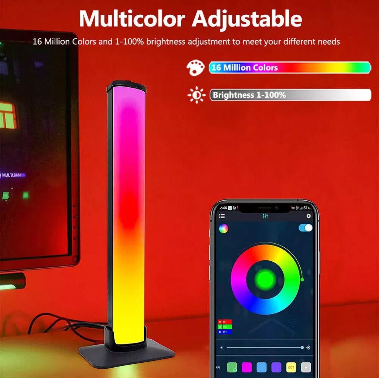 2x RGB LED Light Bars For Gaming