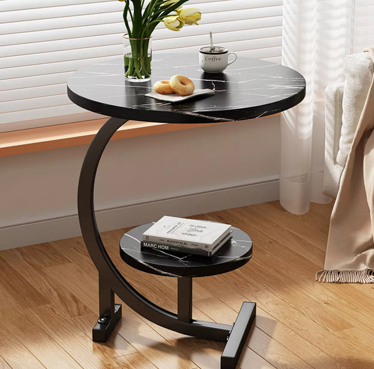 2 Tier C-Shaped Side Table