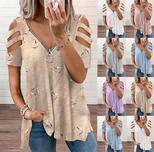 V-neck Cold Shoulder Top