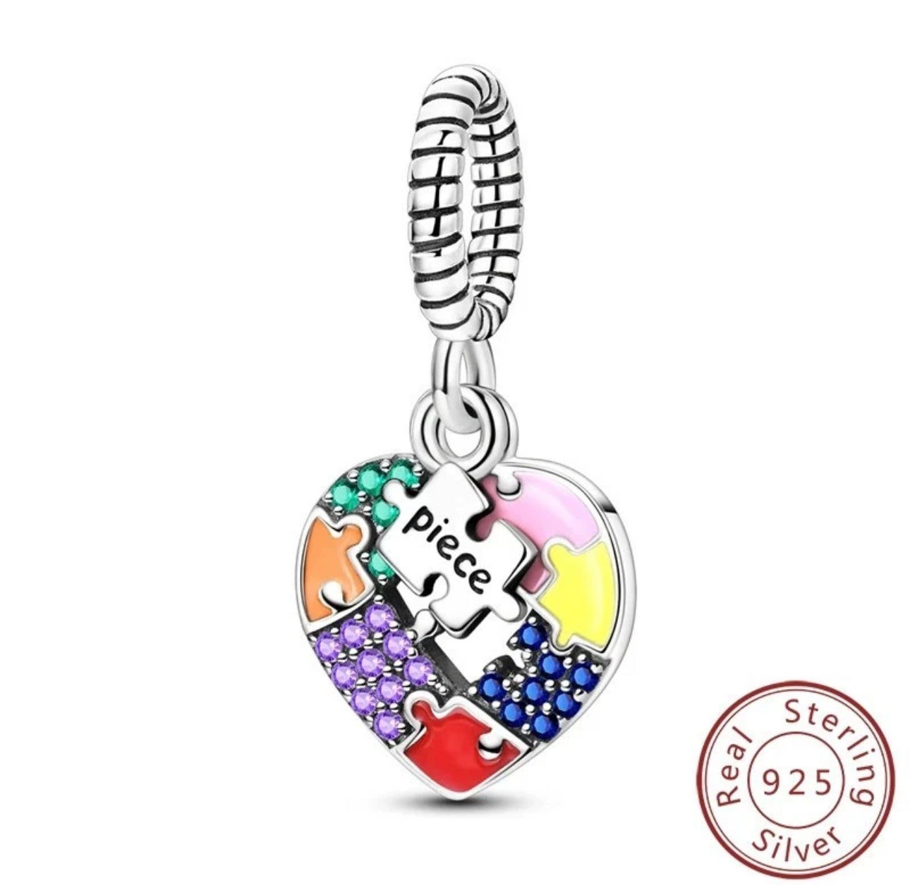 Colourful Puzzle Heart Charm