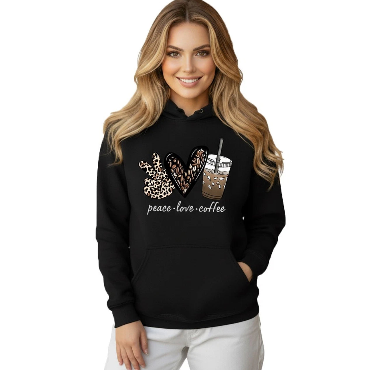 Peace, Love, Coffee Hooded Sweatshirt