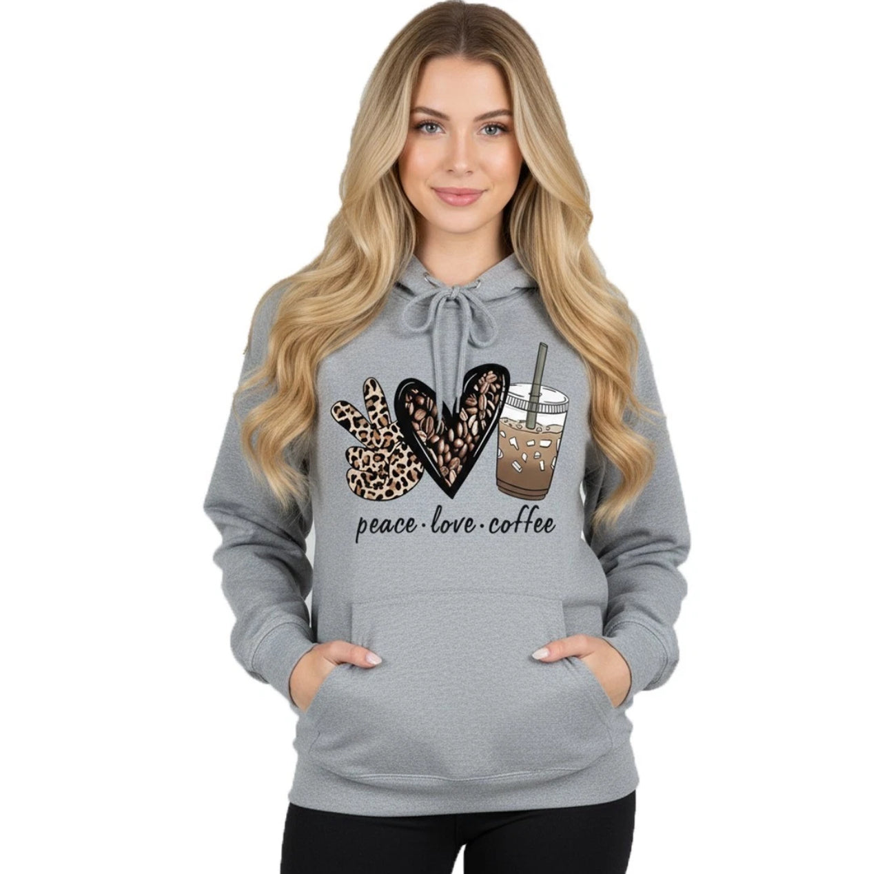 Peace, Love, Coffee Hooded Sweatshirt