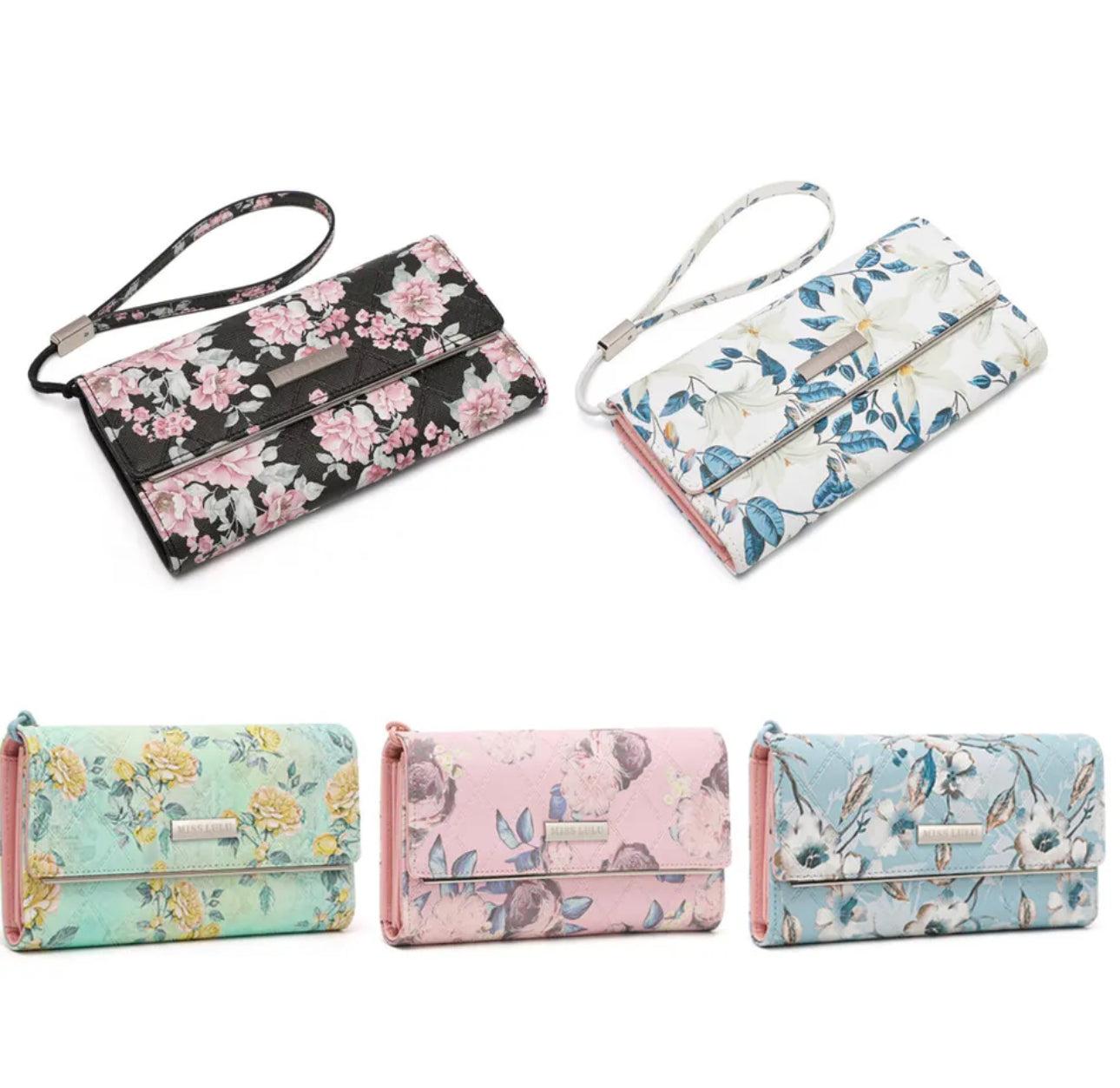 Long Floral Clutch Purse