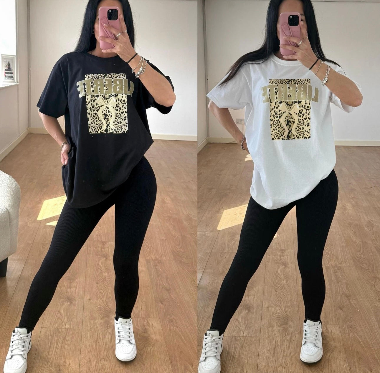 Oversized Leopard Print Graphic T-Shirt