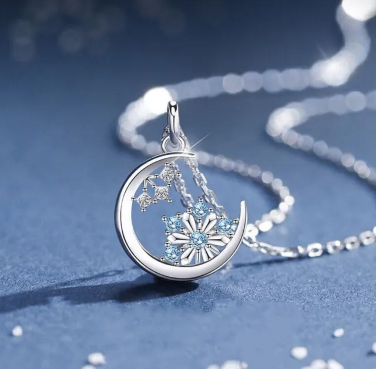 Beautiful Moon & Snowflake Necklace