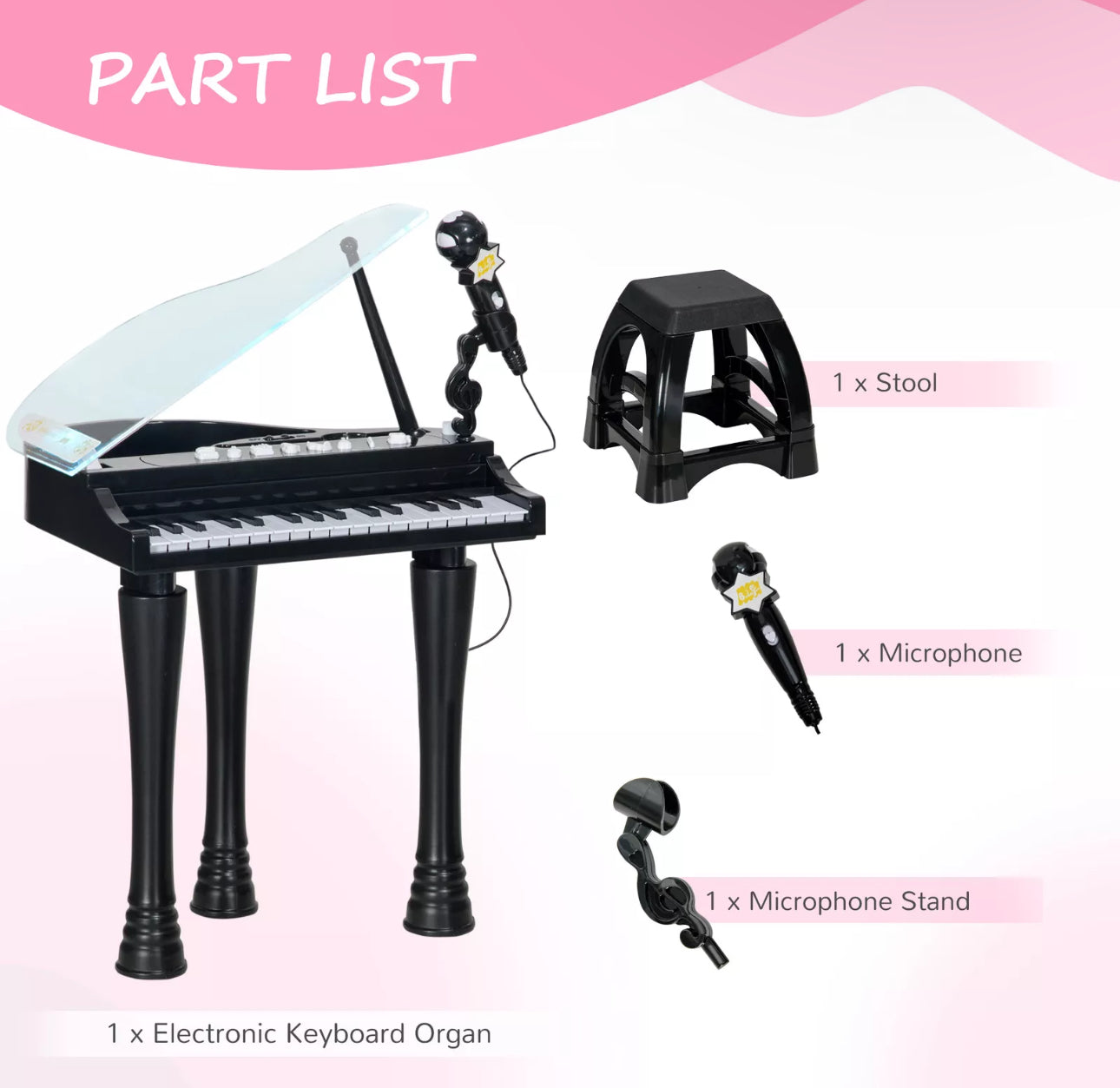 32 Key Keyboard,Lights, Microphone and Stool