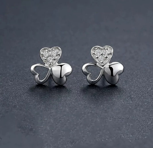 Crystal Clover Stud Earrings