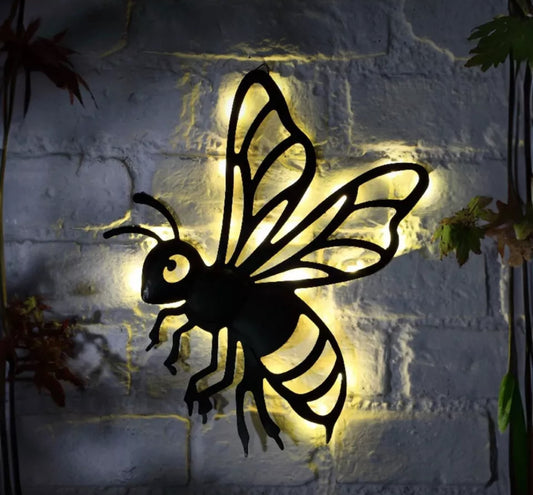 Buzzy Bee Solar Metal Garden Plaque