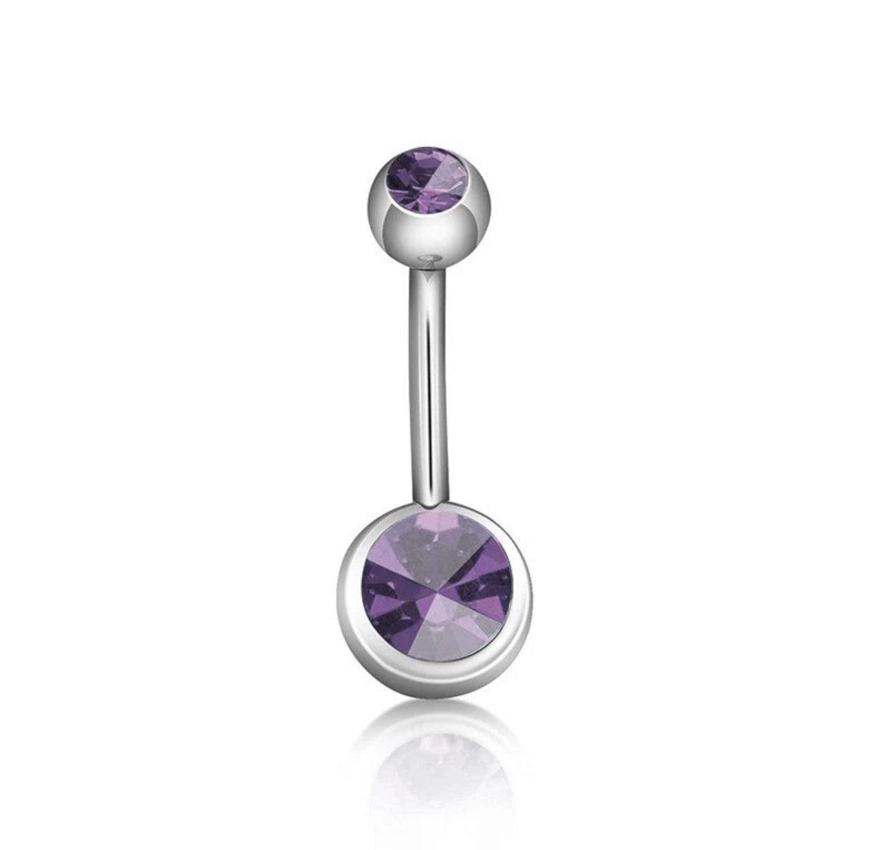 Coloured Crystal Belly Button Bar