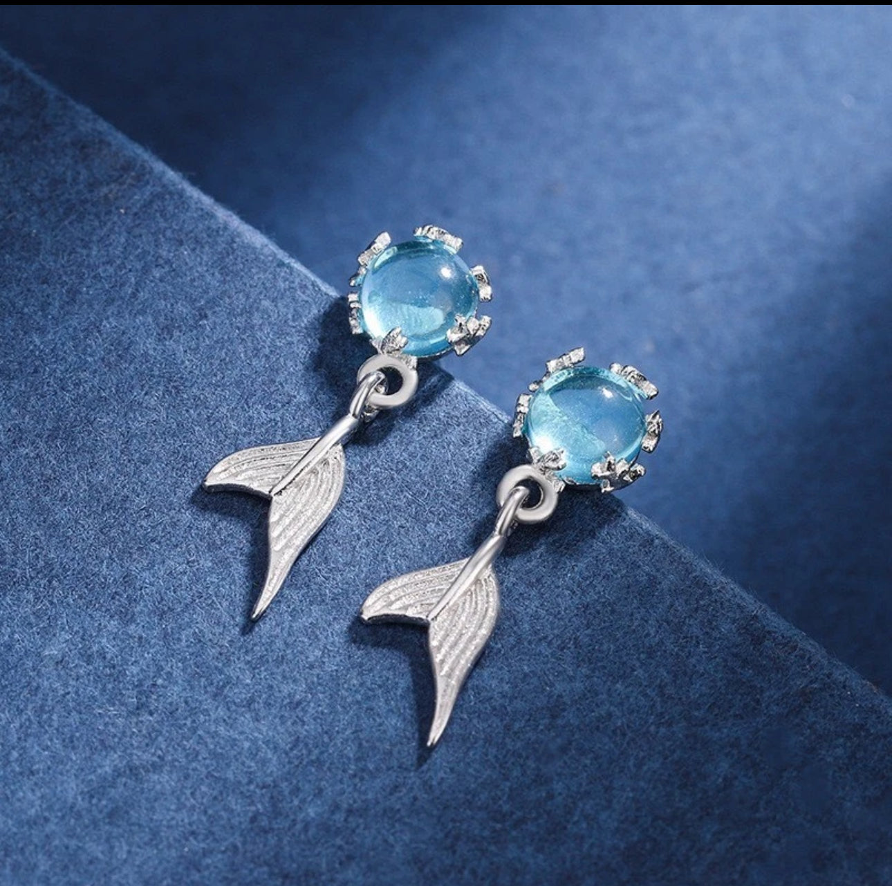 Silver Blue Mermaid Earrings