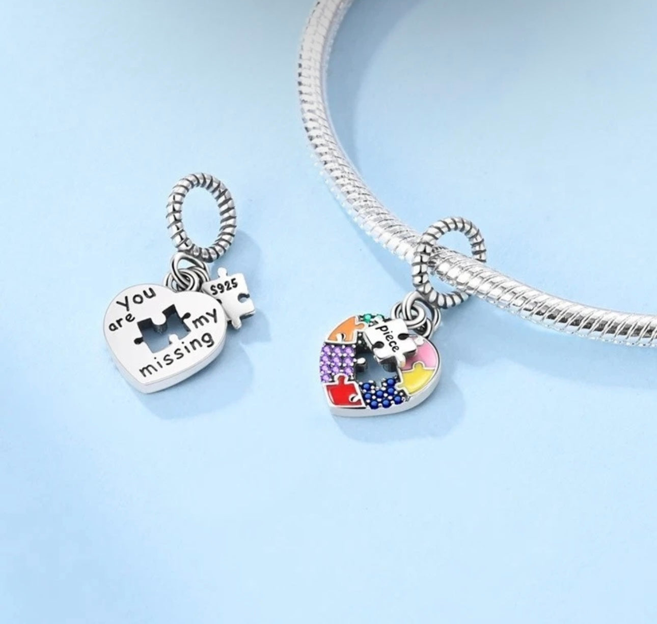 Colourful Puzzle Heart Charm