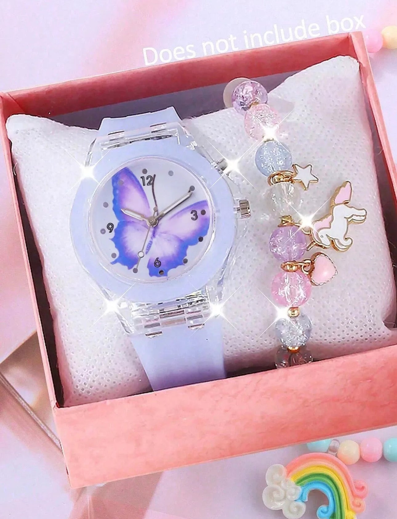 Girls 2pc Light Up Wrist Watch & Bracelet Gift Set