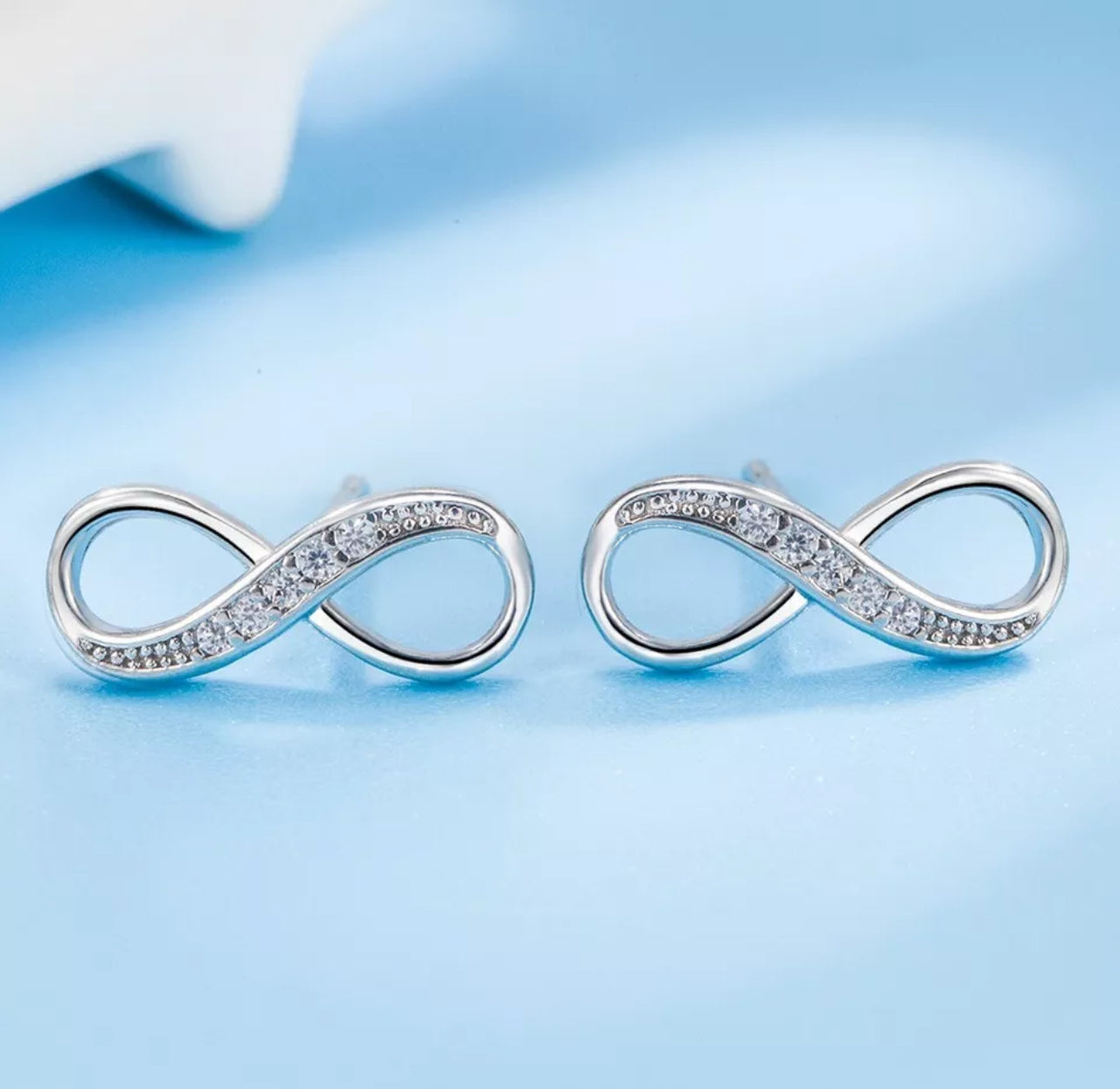 Silver Crystal Infinity Loop Earrings