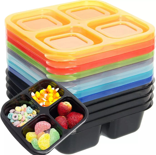 8x Re-Useable 4 Compartment Snack Box