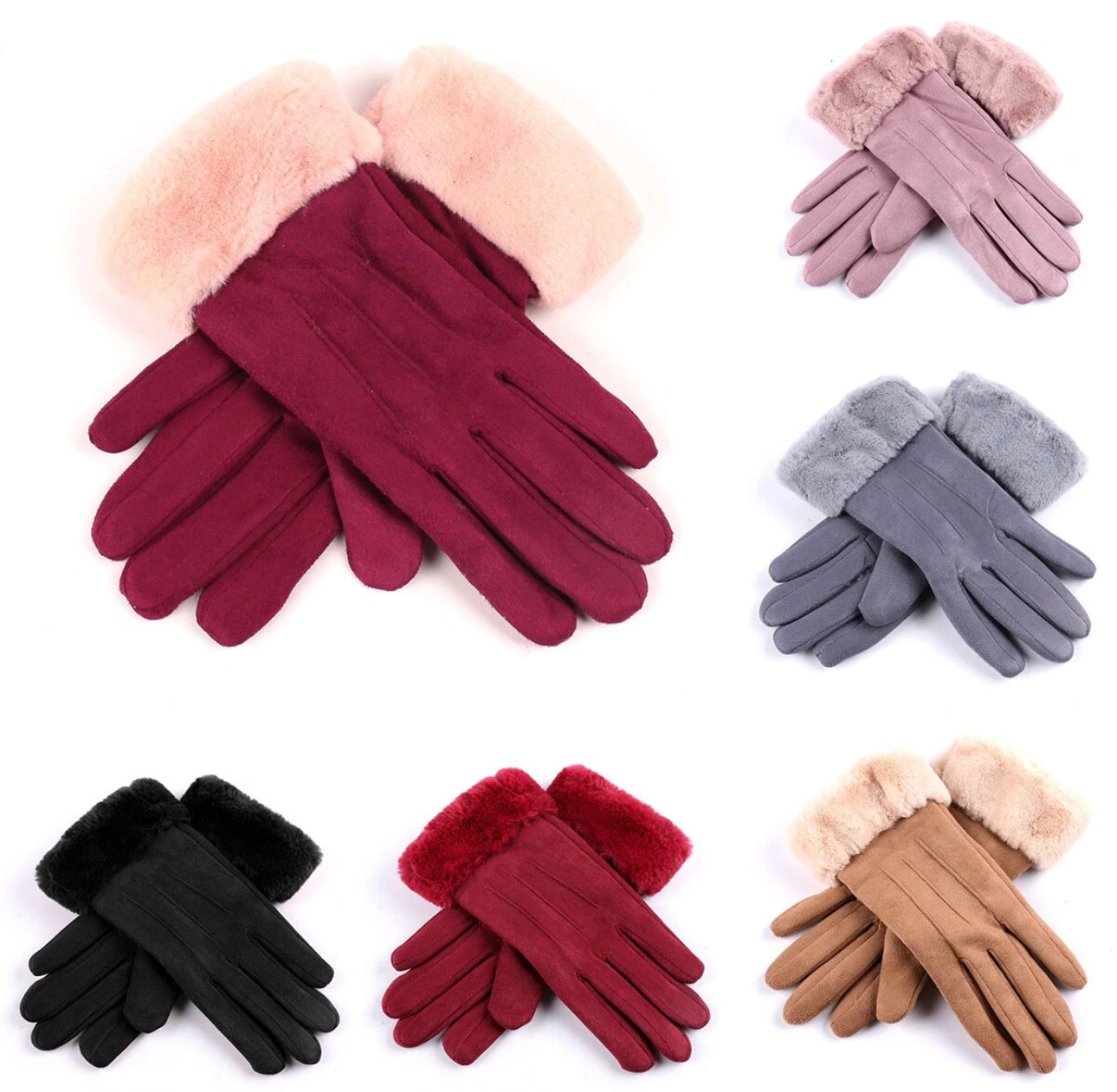 Ladies Fur Lined Winter Gloves