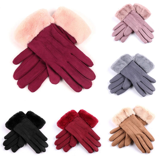 Ladies Fur Lined Winter Gloves