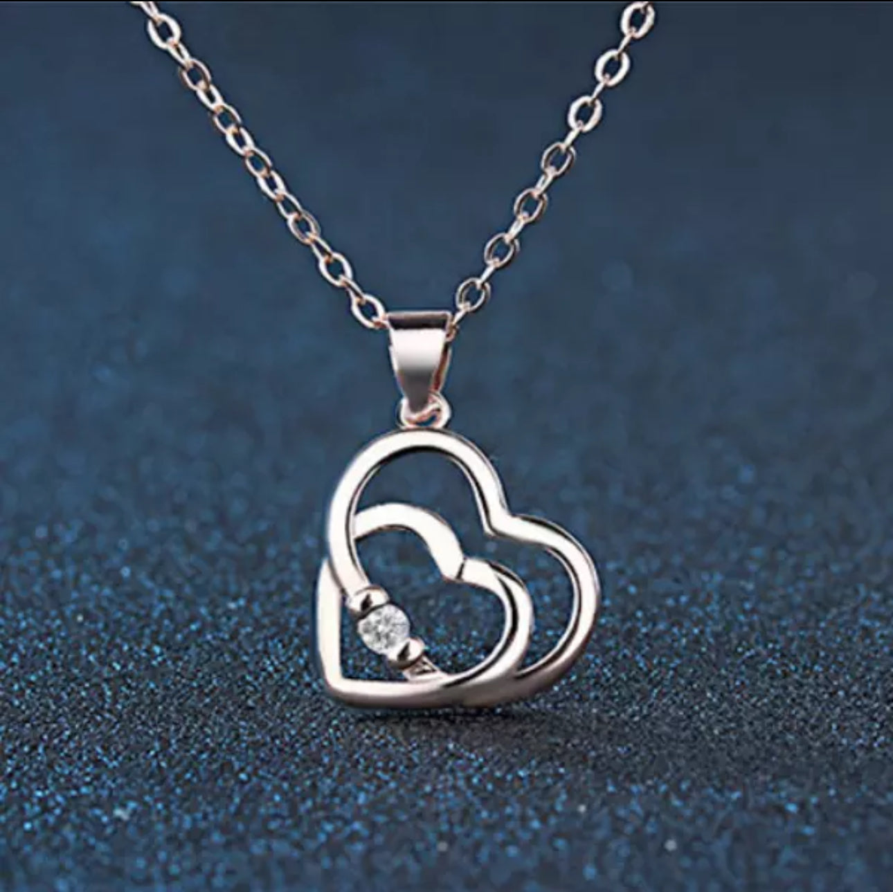 Double Heart CZ Rose Gold Plated Necklace