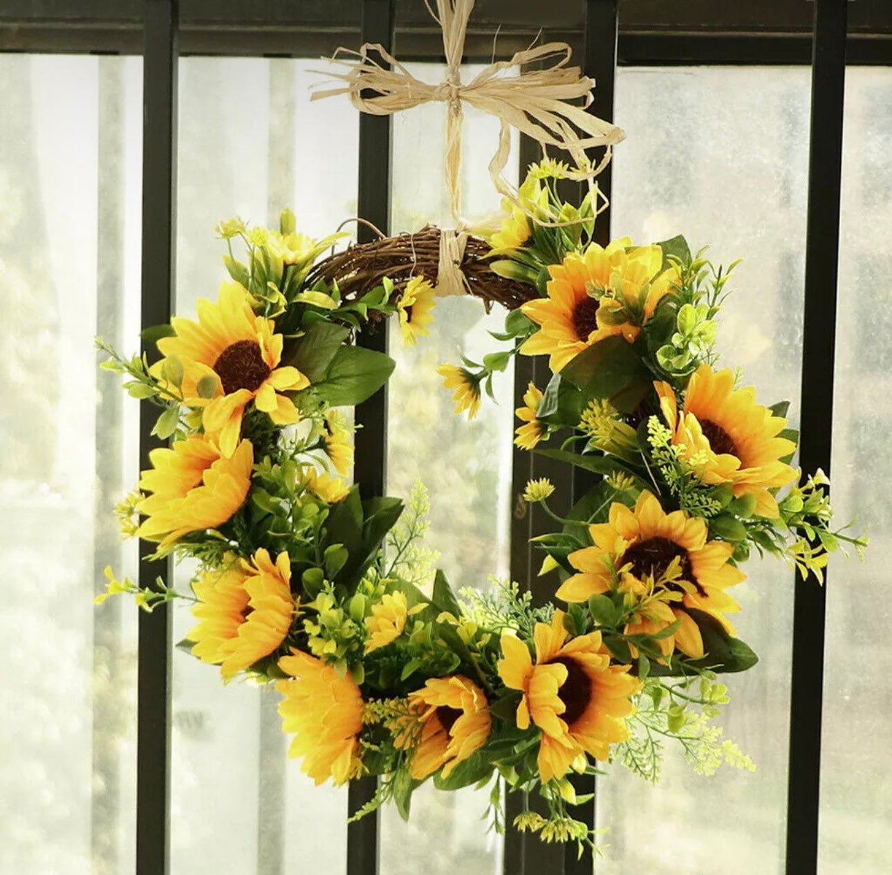 35cm Realistic Sunflower Wreath Decoration