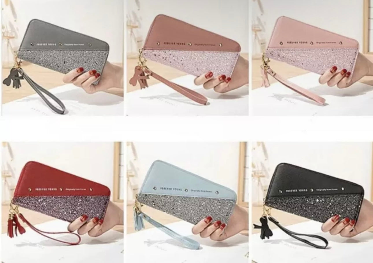 Long PU Leather Glitter Purse