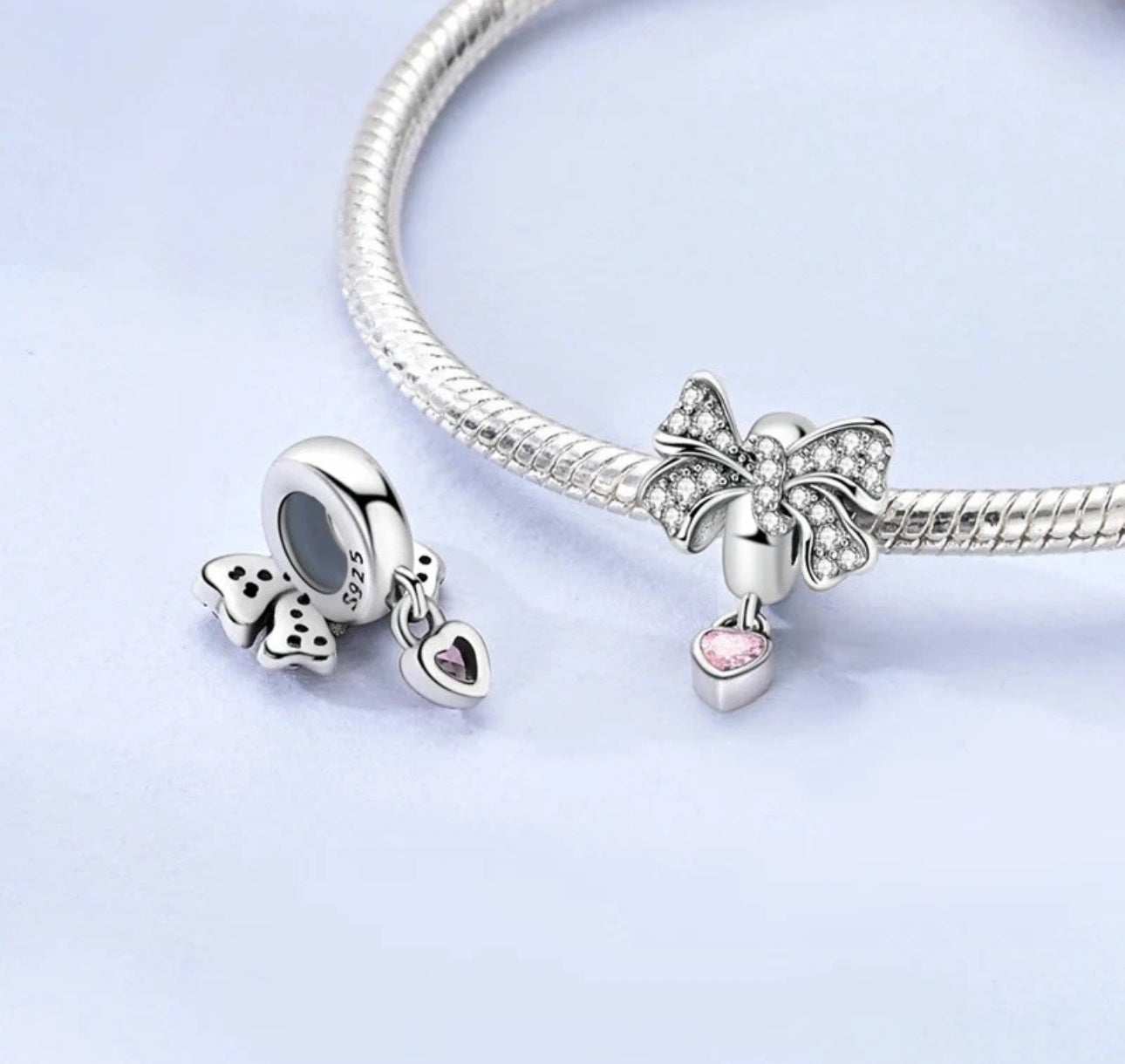 Pink Heart Bow Charm