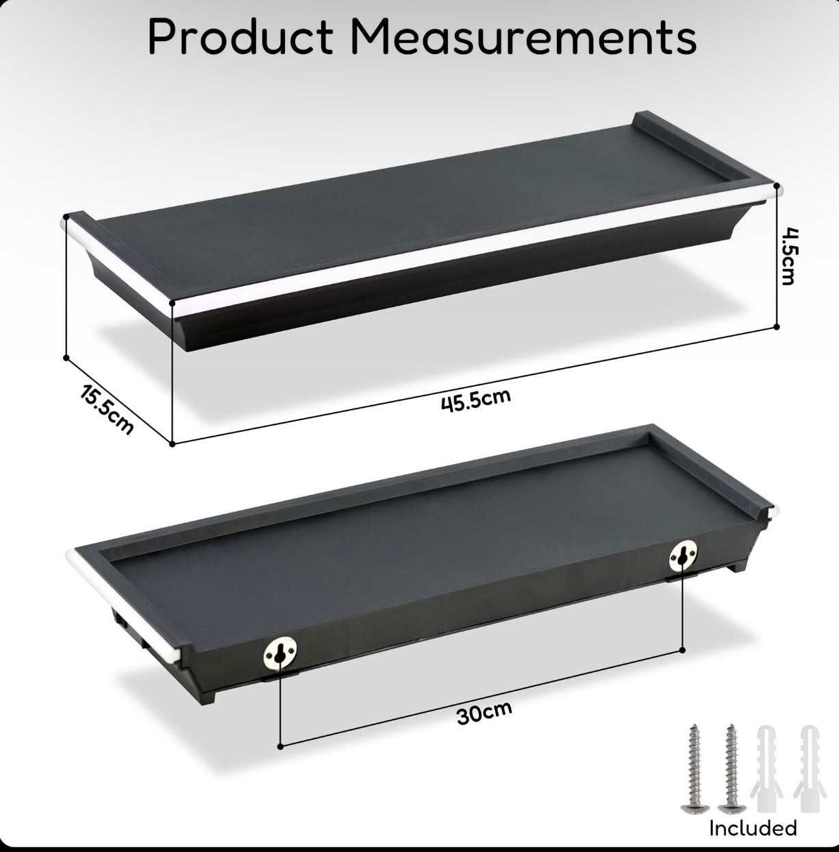 Black Floating Shelf With LED Light